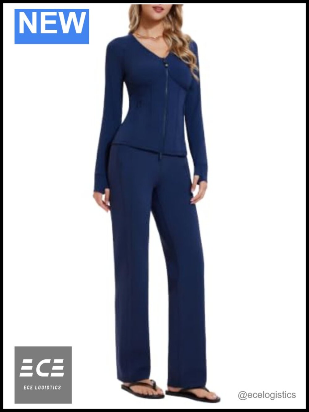 Women's 2 Piece Tracksuit Set Zip Jacket & Straight-Leg Pants Polyester Spandex